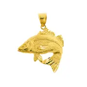 14K Gold Exquisite Fish Pendant