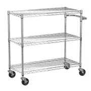 3 Tier Steel Utility Cart With Wheels Kitchen Storage Trolley Laundry Organiser