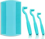 LICQIC Tick Remover Tool for Dogs Cats and Humans Safe Quick and Painless Removal All Tick Size, 3 pcs Sized Strong Plastic Tick Remove Tool with 1 pcs Flea Comb (Blue)