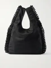 [Dries Van Noten] Dries Van Noten - Leather-trimmed Ruffled Mesh Tote - Black - One size One size Black