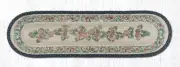 Braided Jute Hand Stenciled Oval Table Runner. Earth Rugs. PINECONE. 13' X 48"