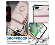 For iPhone 6 Plus/6S Plus Wallet Case with RFID Credit Cards Holder and Wrist Strap - Rose Gold