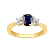 Sapphire Ring with 1/5ct of Diamonds in 9kt Yellow Gold
