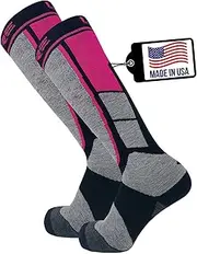 [Pure Athlete] Ski Socks Made in USA - Alpaca Wool Winter Weather Lightweight Socks for Skiing