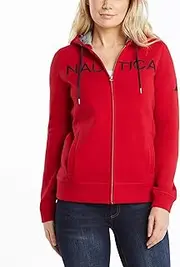 [Nautica] Women's Go-to Signature Cotton Full-Zip Logo Hoodie