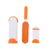 Catzon 1 Set Pet Hair Removal for Sofa Furniture Clothing Pet Fur Lint Double-Sided Brush with Self-Cleaning Base-Orange