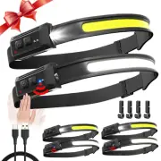 Headlamp Rechargeable 6 Pack, 230° Wide Beam LED Headlamp, 5 Modes of Light