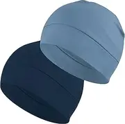 [EINSKEY] Skull Cap for Men & Women, 2 Pack Lightweight Running Cap Cotton Bike Hat Helmet Liner Thin Knit Hat Sleep Cap Breathable Cancer Chemo Headwear