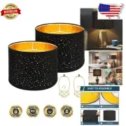 Modern Black Star Pattern Lampshades - 13" Drum Shades for Table/Floor Lamps