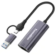 USB Ethernet Adapter, 2-in-1 USB C/USB 3.0 to RJ45 1000Mbps Gigabit Ethernet ...