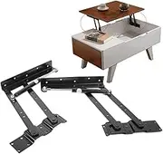 Hydraulic Lift Hinge for Coffee Table, Heavy Duty Steel Lifting Mechanism 50kg Load Capacity, Adjustable Height DIY Furniture Hardware with Rustproof Design, Space-Saving Table Top Frame Kit (Black)