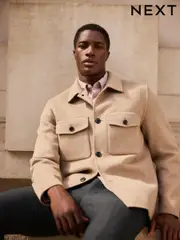 Taupe Neutral Premium Soft Touch Wool Rich Shacket (N25185) | $180