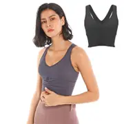 Nevenka Medium Support Sports Bra Scrunched Front Fitness Racerback Vest-Grey