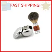 Grandslam Stainless Steel Shaving Bowl and Badger Hair Brush Kit - Wide Mouth, W