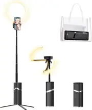 Portable Ring Light with Stand, 4000Mah Battery Operated Cordless 10" Ring Light