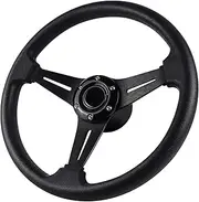 Boat Steering Wheel Polyurethane Leather with 3/4" Axle Marine Steering Wheel Adapter for Marine Boats,Vessels,Yachts,Pontoons Boat-Black