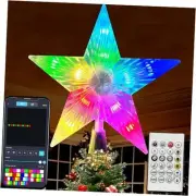 7.6" Christmas Tree Topper Star, RGB LED Lighted Star Tree Top w/Remote