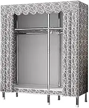 Portable Wardrobe Rack,Portable Canvas Wardrobe with Hanging Rail Foldable Fabric Closet for Bedroom and Living Room Sturdy Steel Pipe Construction Simple and Space Saving Storage Solution