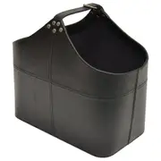 Leatherkart Leather Top Handle Magazine Basket - Black