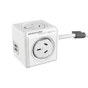 Allocacoc PowerCube 4 Power Outlets with 2 USB Port - 1.5m (White)