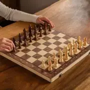 Chess Set 29cm Magnetic Foldable Portable Solid Wood Board Educational Games