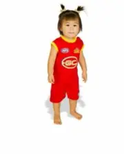 GOLD COAST SUNS AFL TEAM SHORT SLEEVE BOYS FOOTYSUIT BABY INFANT ROMPER - 1