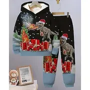 Boys' 3D Dinosaur Hoodie Sweatpants Set Sports Suit Tracksuits Long Sleeve Spring Fall Daily Basic Casual Kids 4-12 Years Hooded Outdoor Vacation Sports Tailo