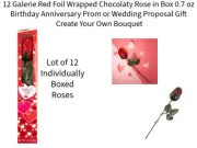 12 Galerie Red Foil Wrapped Chocolaty Rose in Box Birthday Anniversary Proposal
