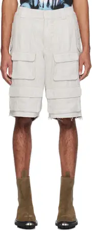 linen blend cargo shorts M Multicolor