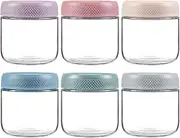 Minimalist Overnight Oats Containers with Lids, 350 ml, Glass Jars with Airtight Lids, Wide Mouth Mason Jars, Food Storage Containers, Set of 6