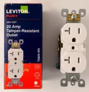 Leviton Plus T5820-WS 20 Amp Tamper Resistant Receptacle, New In Box