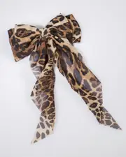 Leopard Print Long Hair Bow