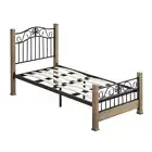 Cosmo King Single Size Bed Frame Wooden Pole Black Metal Frame - Maple