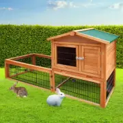 Wooden Pet Hutch Guinea Pig House Chicken Coop Mesh Wire Asphalt Roof Waterproof