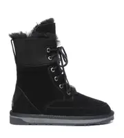 EVERAU Women Boots Leather Upper Sheepskin Wool Lining Lace Up Water Resistant