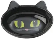 PetRageous Oval Frisky Kitty Pet Bowl, 5.5-Inch, Black