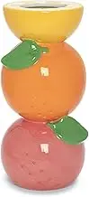 ban.do Decorative Ceramic Vase, Tall Vase for Centerpiece, Lemon Grapefruit and Orange Vase, Unique Vase for Home/Kitchen/Office Decor, Stacked Citrus