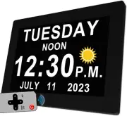 Newest, 19 Alarms Digital Day Date Dementia Calendar Clock, Auto DST, 20 Custom