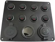 8 Phone Charger Panel with Lighter Boat Marine Switch Panel Charger for Car USB Outlet Marine Ignition Switch Panel Car Voltage Meter Mobile Chargers Car Socket Panel Car Panel Pbt