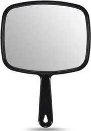 Black Handheld Mirror with Handle - 6.6 x 9.3