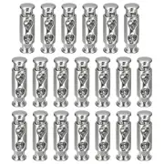 20pcs Double Hole String Cord Locks End Spring Toggle Stopper White Nickel