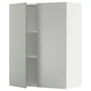 METOD wall cabinet with shelves/2 doors, white/Havstorp light grey, 80x37x100 cm