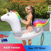 NEW Giant Sequin Inflatable Unicorn Swimming Ring Float Raft Lounge Toy Bed Pool