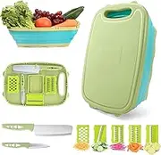 9-in-1 Collapsible Camping Cutting Board with Colander – Multi-Function Chopping Board & Vegetable Washing Basket for Camping, RVs, and Outdoor Cooking