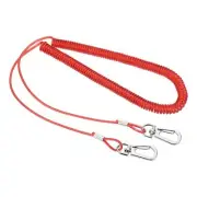 9.8ft Fishing Lanyard Heavy Spring Extension Cord with Metal Clip, Red