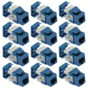 12x Cat6 RJ45 Ethernet LAN Network Keystone Jack 180° Degree 110 Punch Down Blue