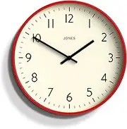 JONES CLOCKS ®, Studio Wall Clock, Cream Frame and Black Hands 30 cm (Red)