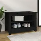 Solid Pine Shoe Bench Storage Entryway Organizer Black 70x38x45.5cm