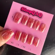 Handcrafted Sunset Firework Cat Eye Press-On Nails - Radiant Light-Chasing Gel Nail Art