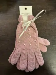 Cynthia Rowley Sweater Gloves, Pink with Pearls, Very Soft! New